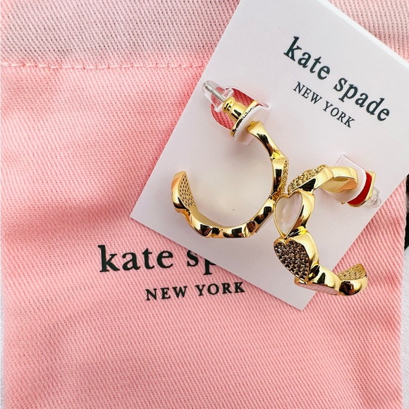 KATE SPADE Take Heart Huggie Earrings NWT with Dust Bag - Picture 3 of 5